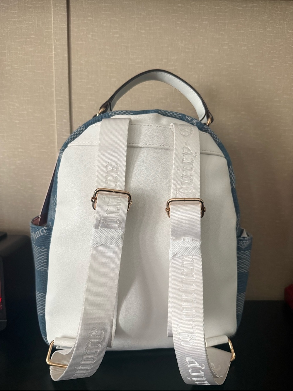 •Miss Independent• Juicy Couture Mini Backpack Blue Denim Checkered - Picture 3 of 6